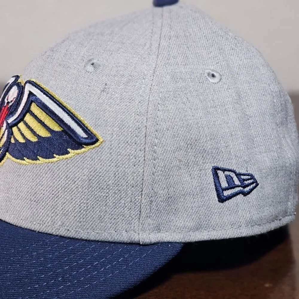 New Era New Orleans Pelicans Hat Low Crown Hat Grey Blue Fitted 7 1/8 NBA Cap
